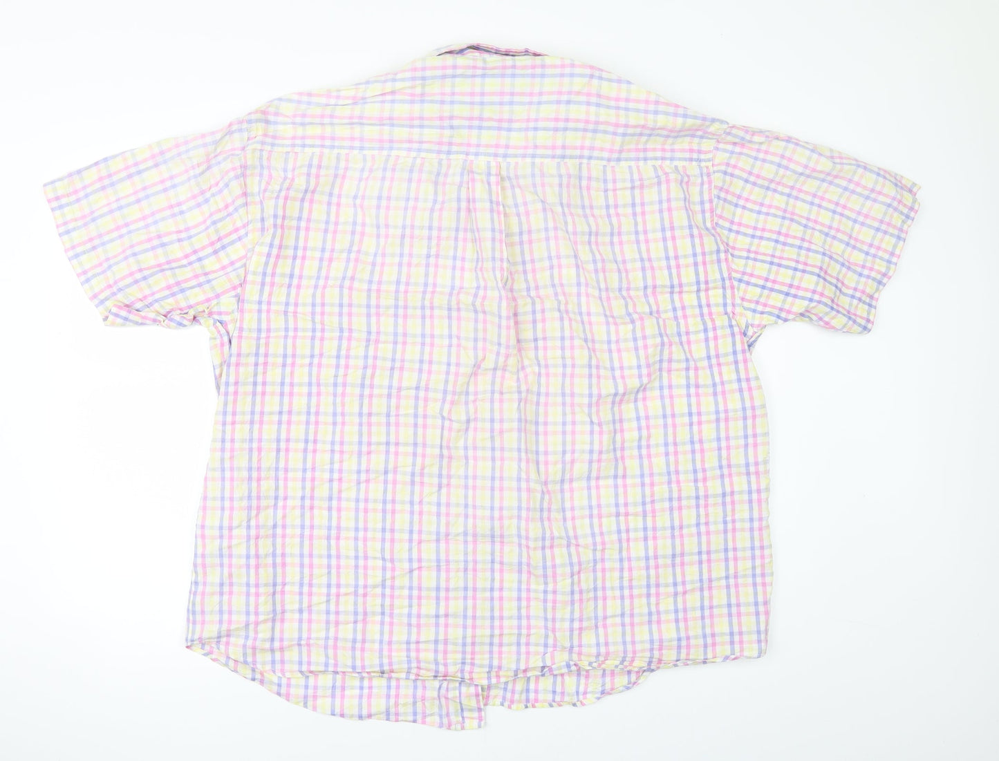 Mens UK Size 2XL GREENVILLA White  Button-Up Short Sleeve Casual Shirt