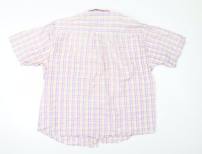 Mens UK Size 2XL GREENVILLA White  Button-Up Short Sleeve Casual Shirt