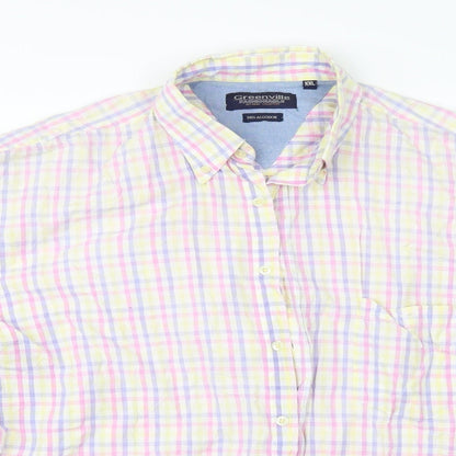 Mens UK Size 2XL GREENVILLA White  Button-Up Short Sleeve Casual Shirt