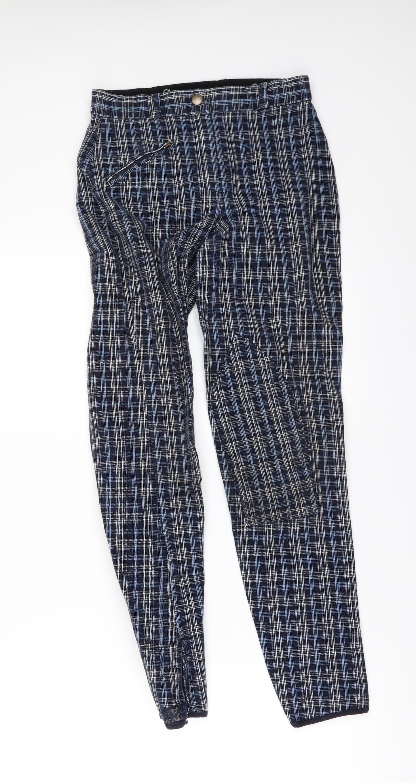 EILLEEN DOUGLAS Girls Blue Check  Jegging Trousers Size M - Jodhpurs