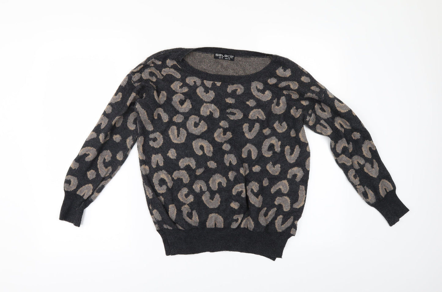 Select Womens Grey Geometric  Pullover Jumper Size 8