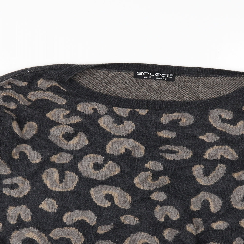 Select Womens Grey Geometric  Pullover Jumper Size 8