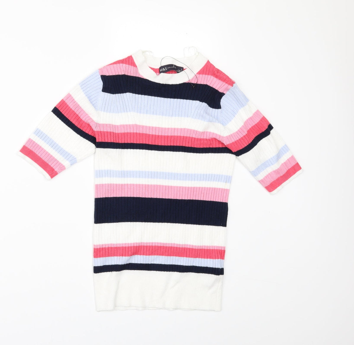 Marks & Spencer Womens White Striped  Pullover Jumper Size 6