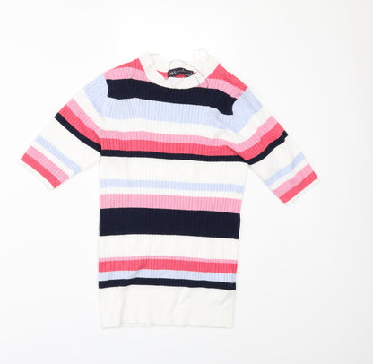 Marks & Spencer Womens White Striped  Pullover Jumper Size 6