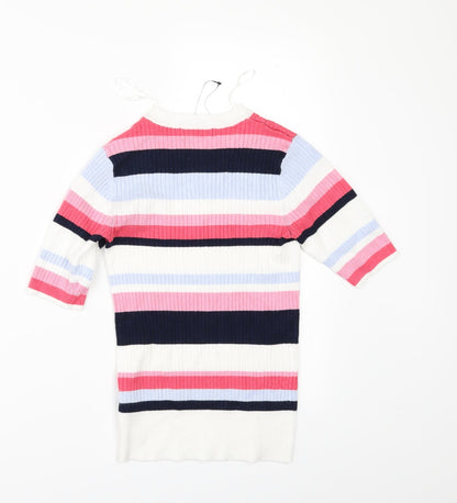 Marks & Spencer Womens White Striped  Pullover Jumper Size 6