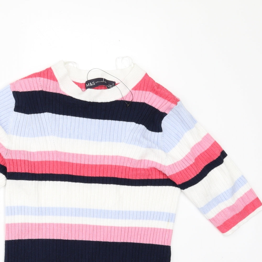 Marks & Spencer Womens White Striped  Pullover Jumper Size 6