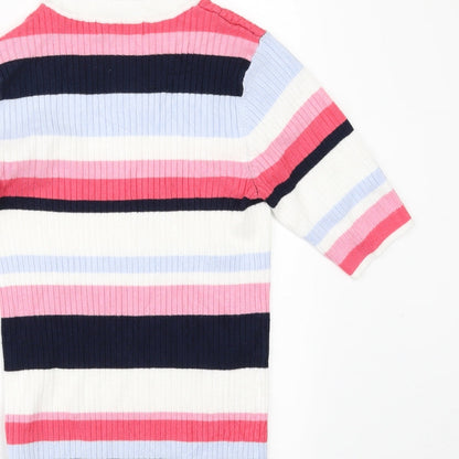 Marks & Spencer Womens White Striped  Pullover Jumper Size 6