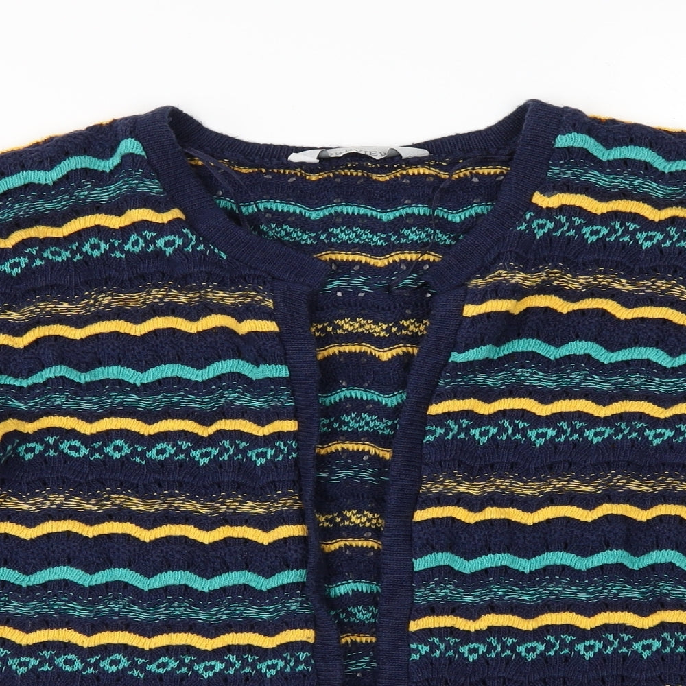 Preview Womens Beige Striped  Cardigan Jumper Size L  - Edge to Edge