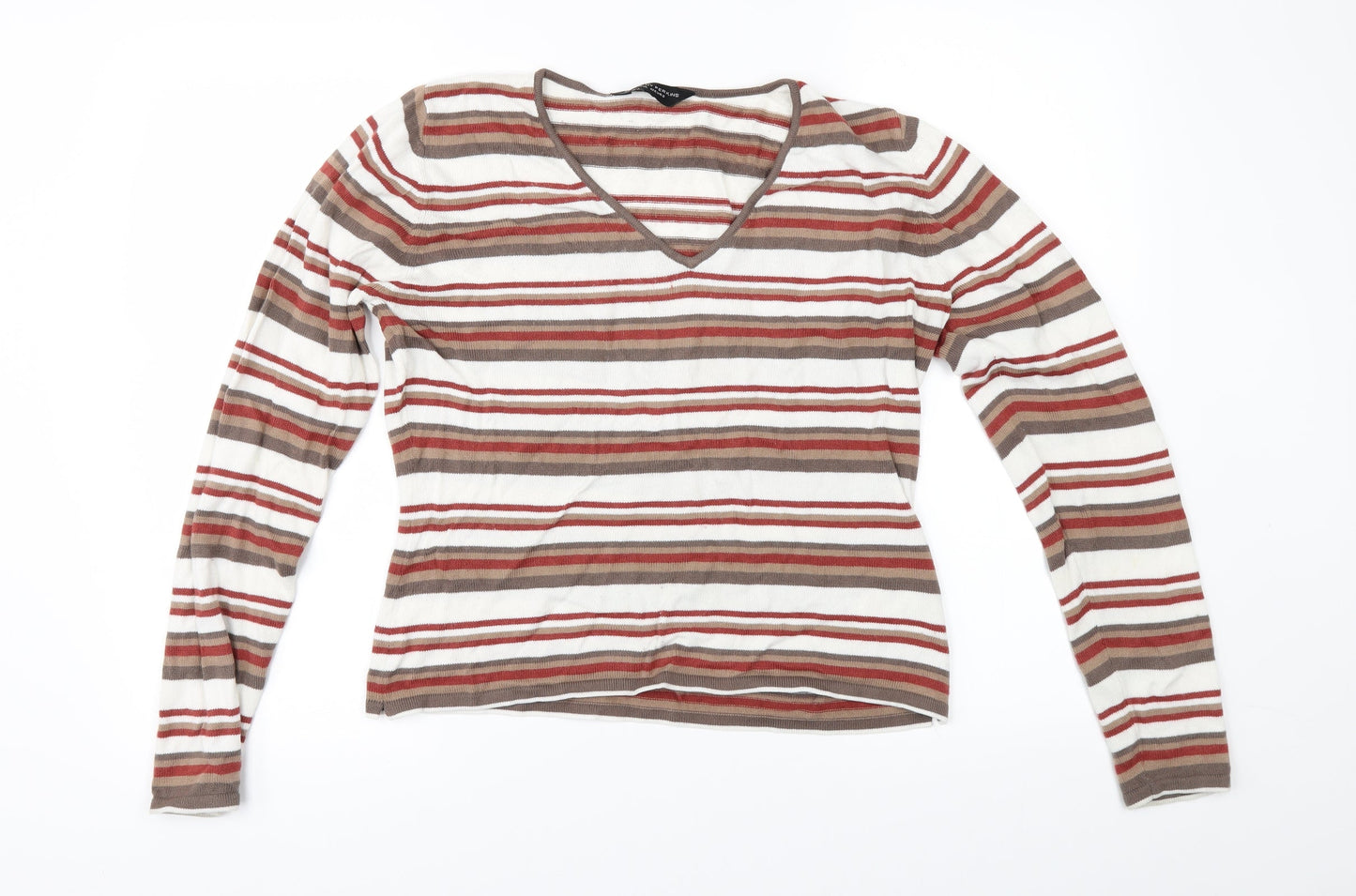 Dorothy Perkins Womens White Striped  Pullover Jumper Size 14