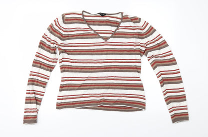 Dorothy Perkins Womens White Striped  Pullover Jumper Size 14