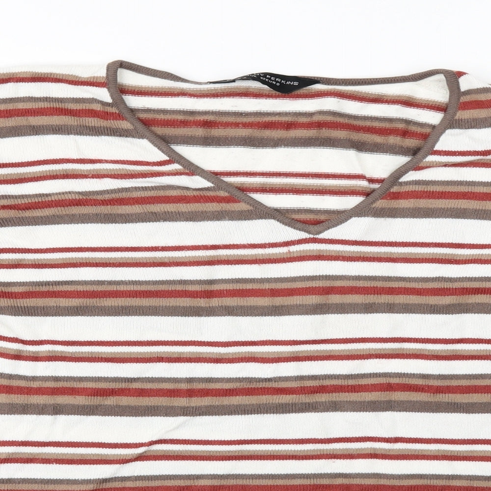Dorothy Perkins Womens White Striped  Pullover Jumper Size 14