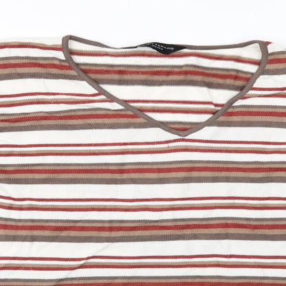 Dorothy Perkins Womens White Striped  Pullover Jumper Size 14