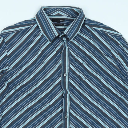 Mens UK Size XL NEXT Blue  Button-Up Long Sleeve Casual Shirt