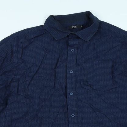 F&F Mens Blue Argyle/Diamond   Button-Up Size L