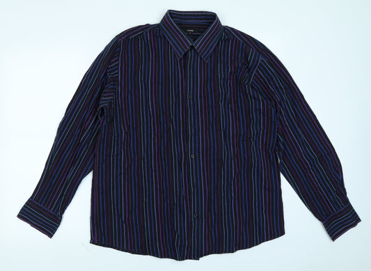 George Mens Purple Striped   Button-Up Size 17