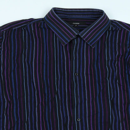 George Mens Purple Striped   Button-Up Size 17