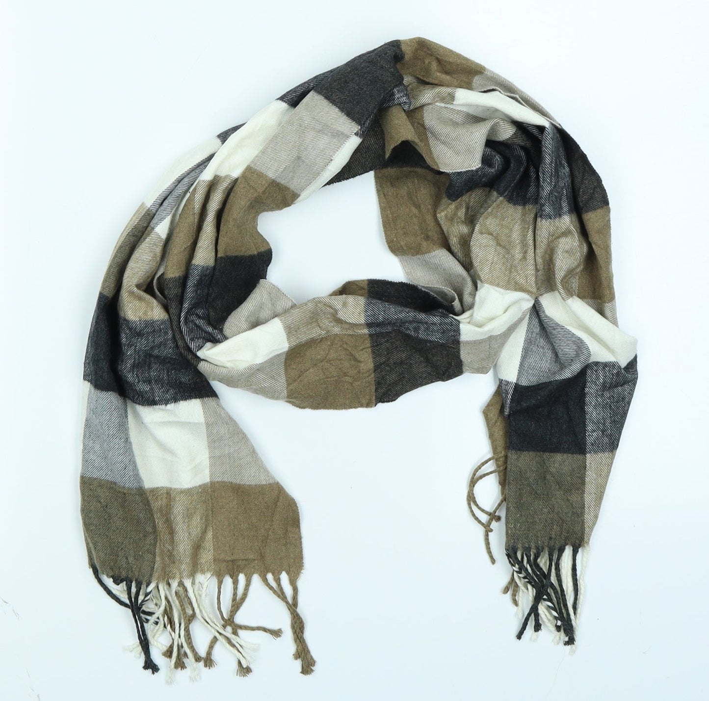 Preworn Unisex Brown Check   Scarf