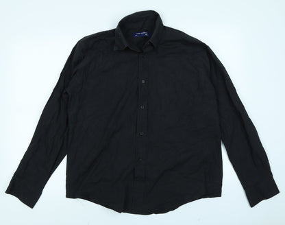 Tom Hagan Mens Black    Button-Up Size 15
