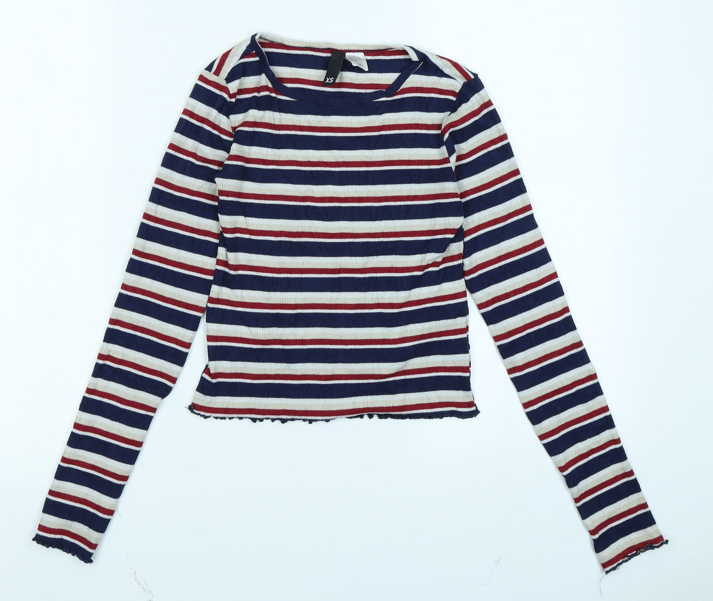 Womens UK Size XS Divided Blue Cropped T-Shirt