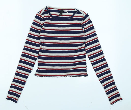 Womens UK Size XS Divided Blue Cropped T-Shirt