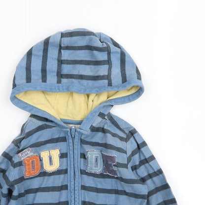 M&Co Boys Blue Striped  Full Zip Jumper Size 18-24 Months