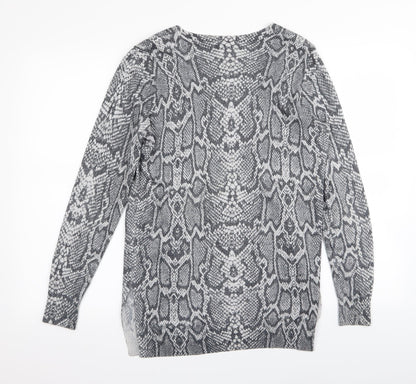 F&F Womens Grey Animal Print  Basic T-Shirt Size 12