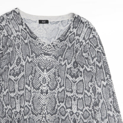 F&F Womens Grey Animal Print  Basic T-Shirt Size 12