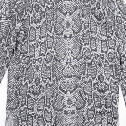 F&F Womens Grey Animal Print  Basic T-Shirt Size 12