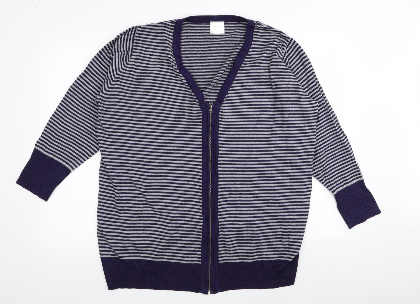 Wardrobe Womens Purple Striped  Full Zip Jumper Size 20
