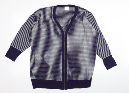 Wardrobe Womens Purple Striped  Full Zip Jumper Size 20
