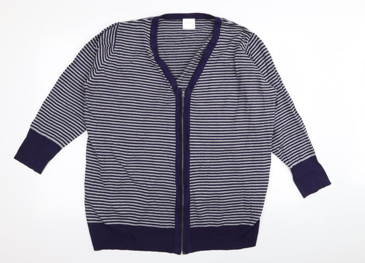 Wardrobe Womens Purple Striped  Full Zip Jumper Size 20