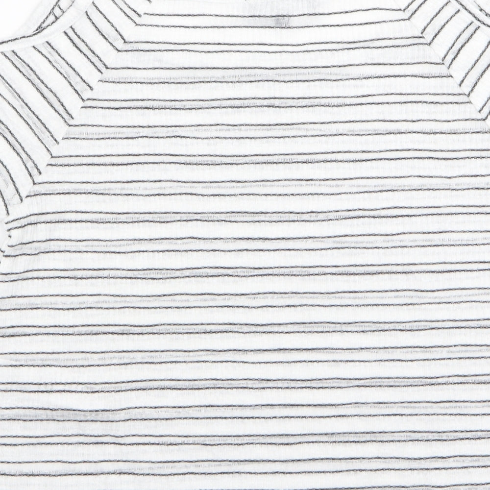 new loo Girls White Striped  Basic T-Shirt Size 10-11 Years