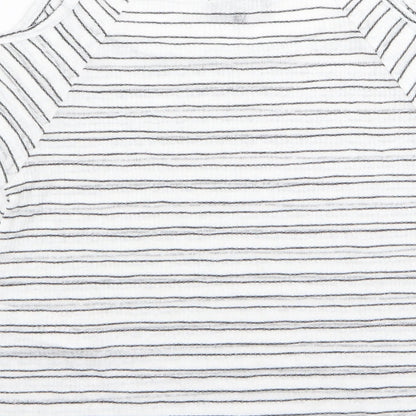 new loo Girls White Striped  Basic T-Shirt Size 10-11 Years