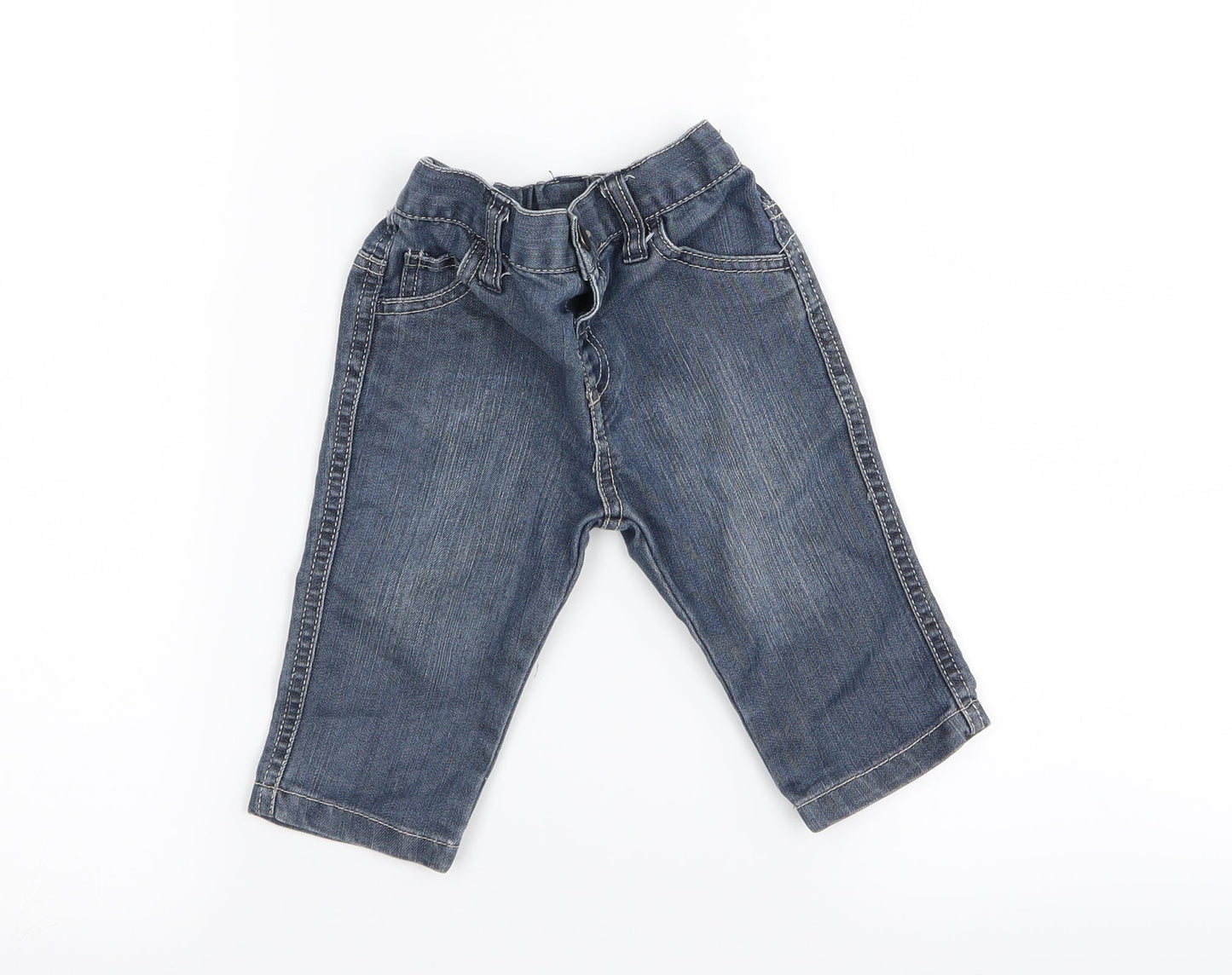 Preworn Boys Blue   Cargo Jeans Size 6-9 Months