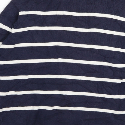 M&S Womens Blue Striped  Full Zip Jumper Size 14