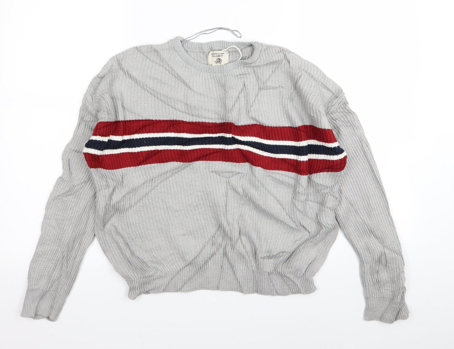 Pull&Bear Womens Grey Striped  Pullover Jumper Size S