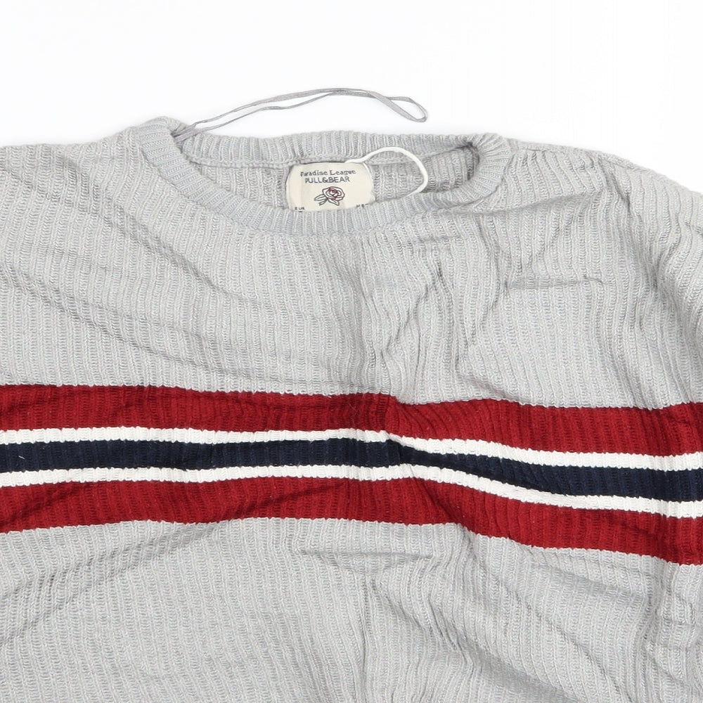 Pull&Bear Womens Grey Striped  Pullover Jumper Size S