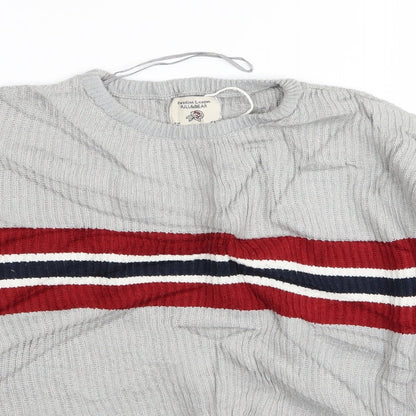 Pull&Bear Womens Grey Striped  Pullover Jumper Size S