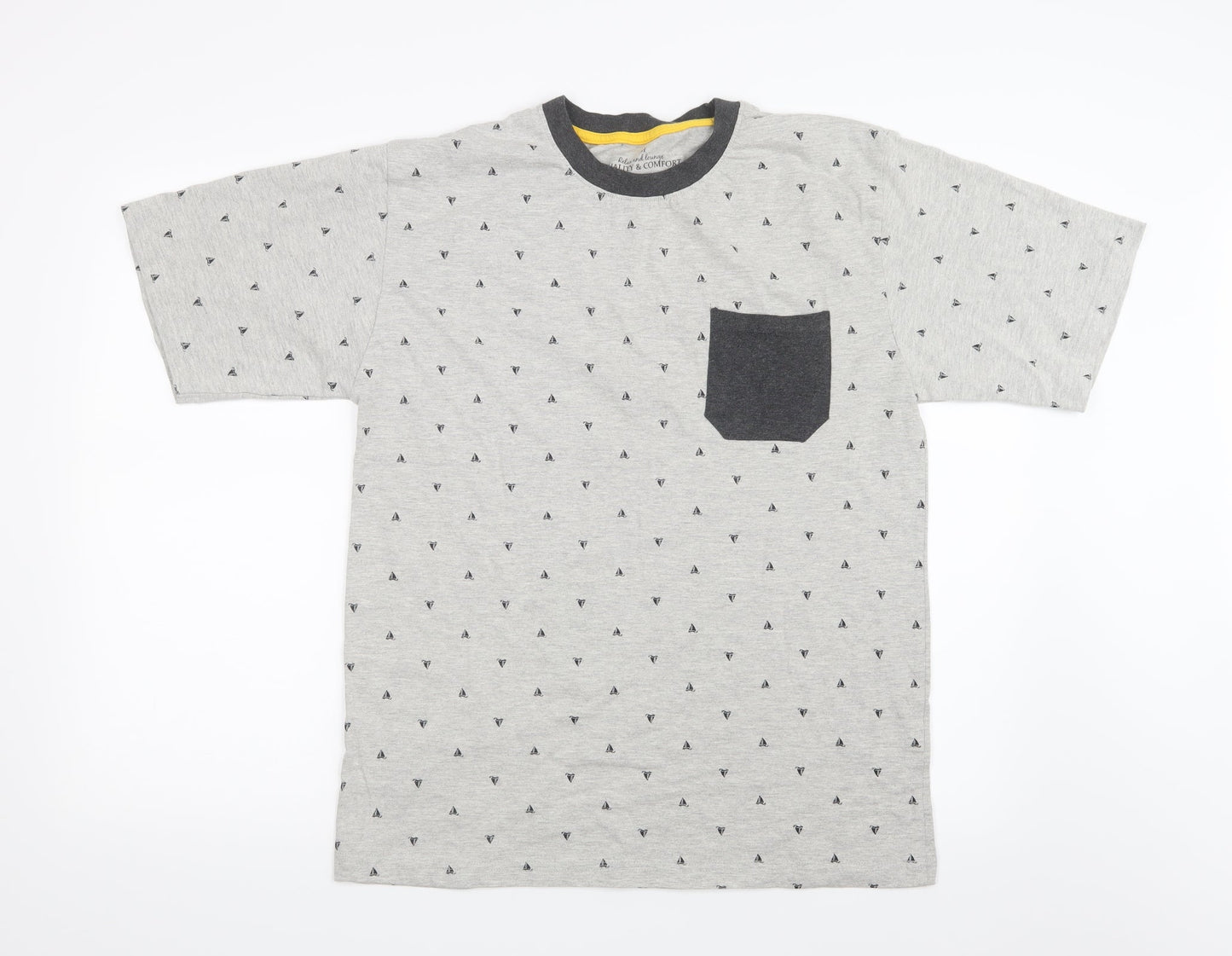 Peacocks Mens Grey Geometric   T-Shirt Size M