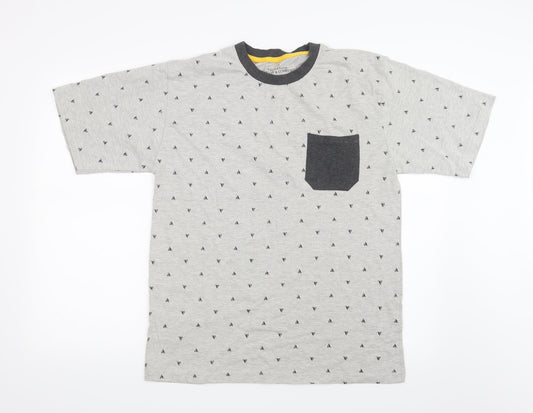 Peacocks Mens Grey Geometric   T-Shirt Size M