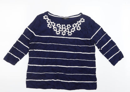 Bonmarché Womens Blue Striped Pullover Jumper Size L