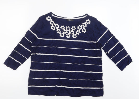 BM Womens Blue Striped  Pullover Jumper Size L