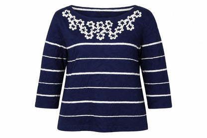 Bonmarché Womens Blue Striped Pullover Jumper Size L