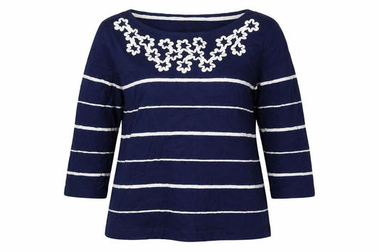 Bonmarché Womens Blue Striped Pullover Jumper Size L