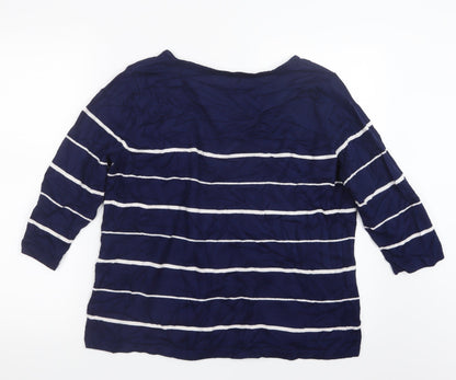 Bonmarché Womens Blue Striped Pullover Jumper Size L