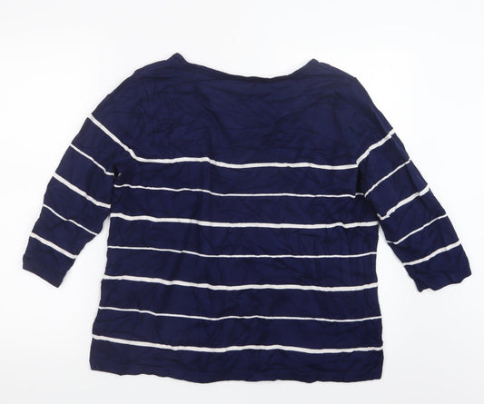 BM Womens Blue Striped  Pullover Jumper Size L