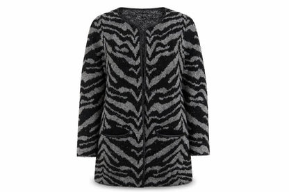Alexara Womens Grey Geometric Knit Cardigan Jumper Size M