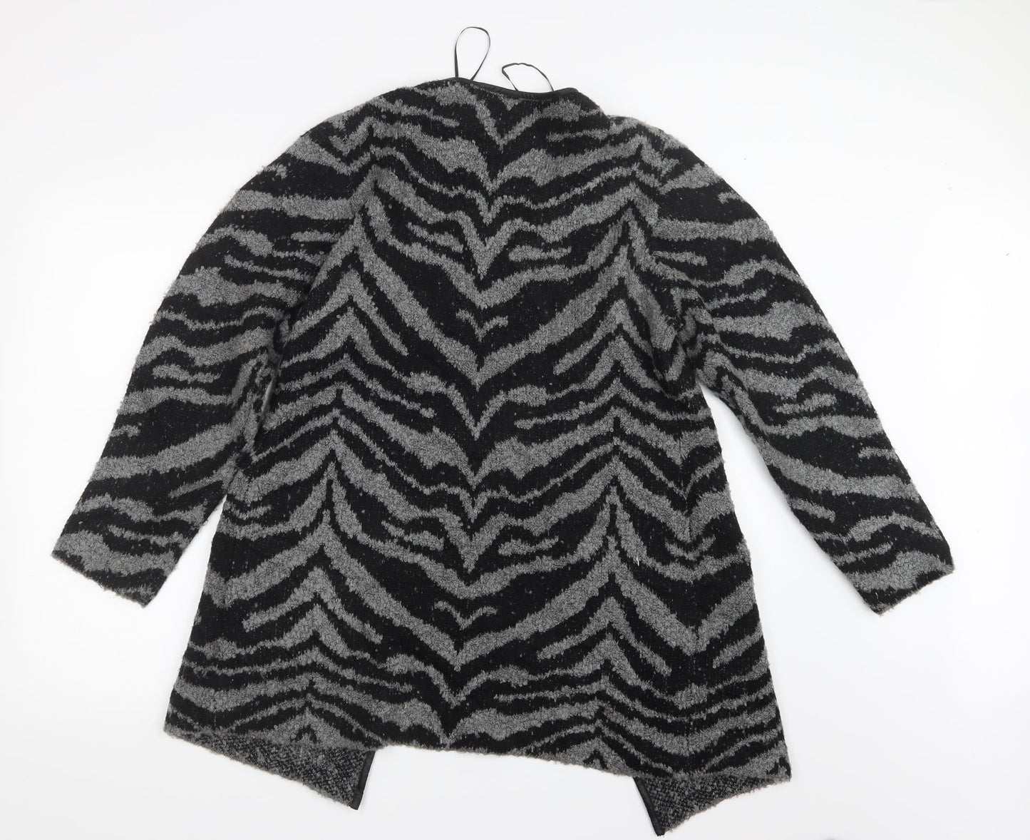 Alexara Womens Grey Geometric Knit Cardigan Jumper Size M