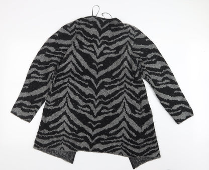 Alexara Womens Grey Geometric Knit Cardigan Jumper Size M