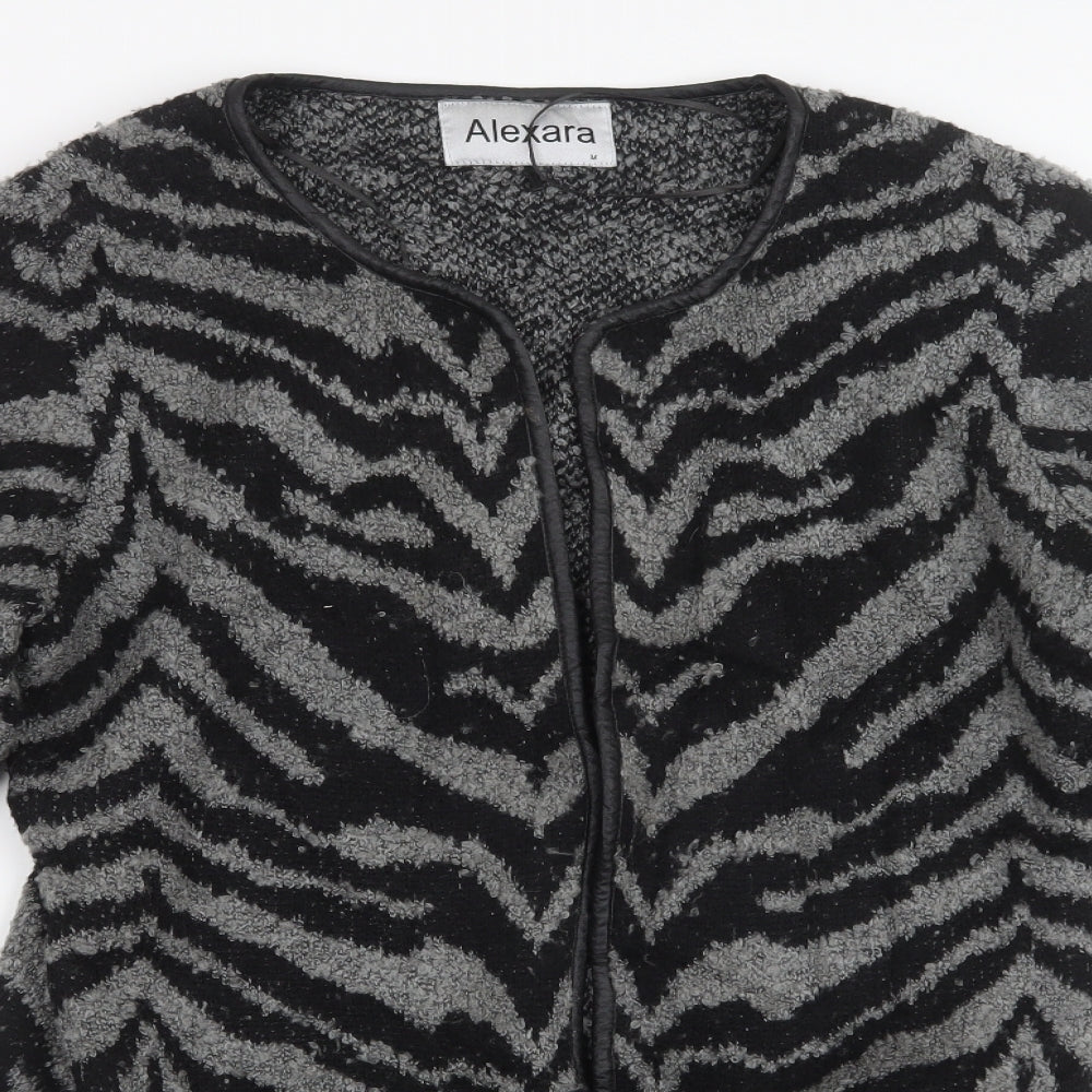Alexara Womens Grey Geometric Knit Cardigan Jumper Size M